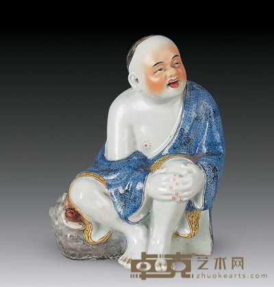 清 粉彩人物坐像 高19cm